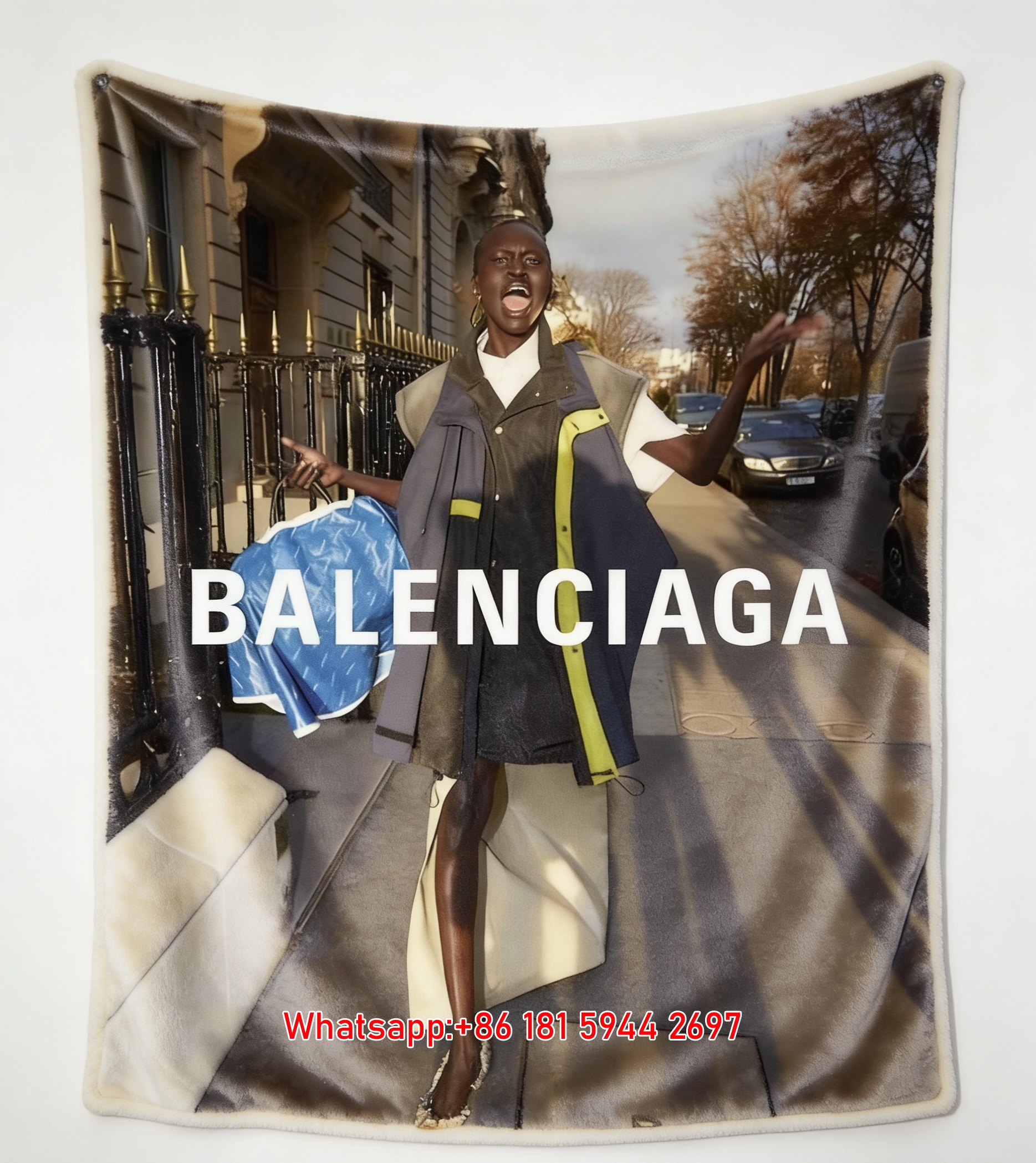 Balenciaga Street Fashion Print Flannel Throw Blanket BA275
